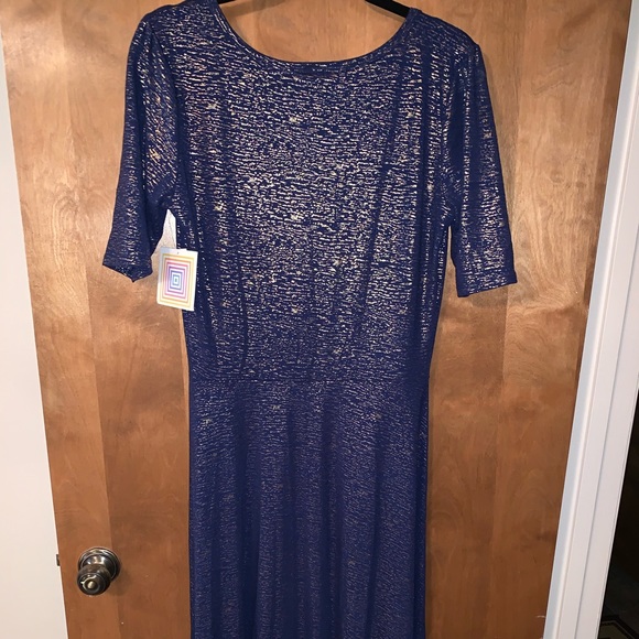 Lularoe Ana size large. Navy with gold lines. - Picture 5 of 8